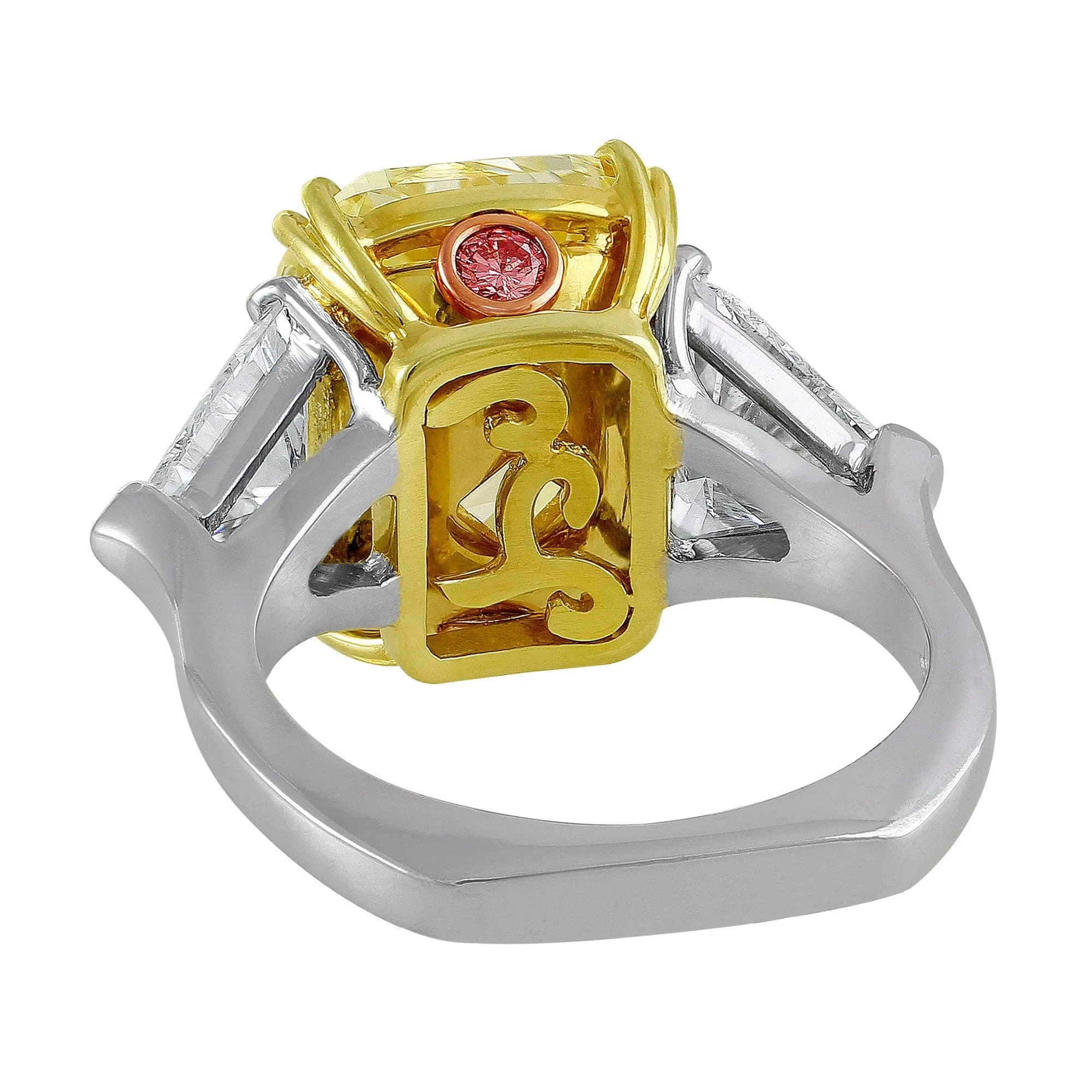 Rivière Platinum 7.20ct Fancy Yellow Diamond Ring