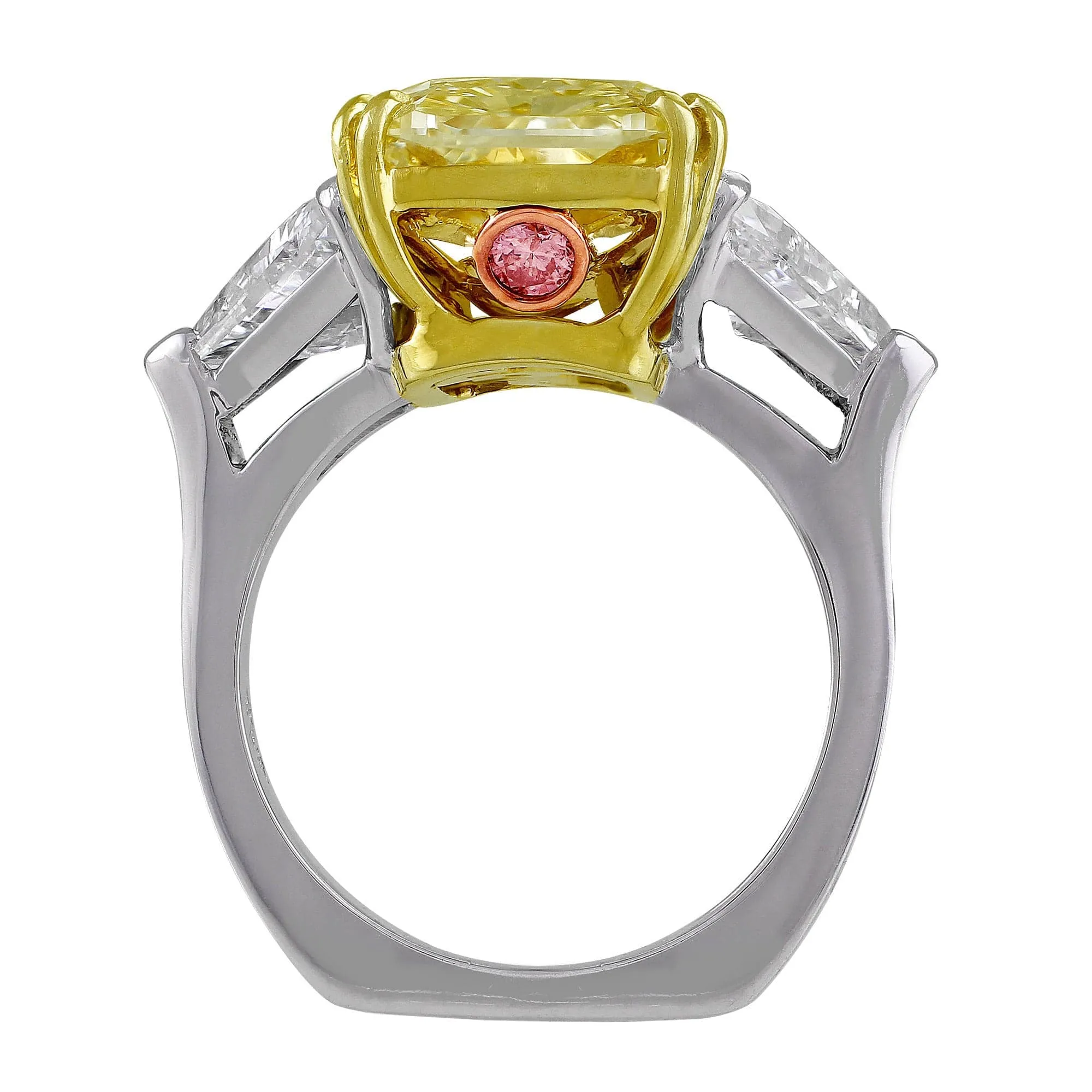 Rivière Platinum 7.20ct Fancy Yellow Diamond Ring