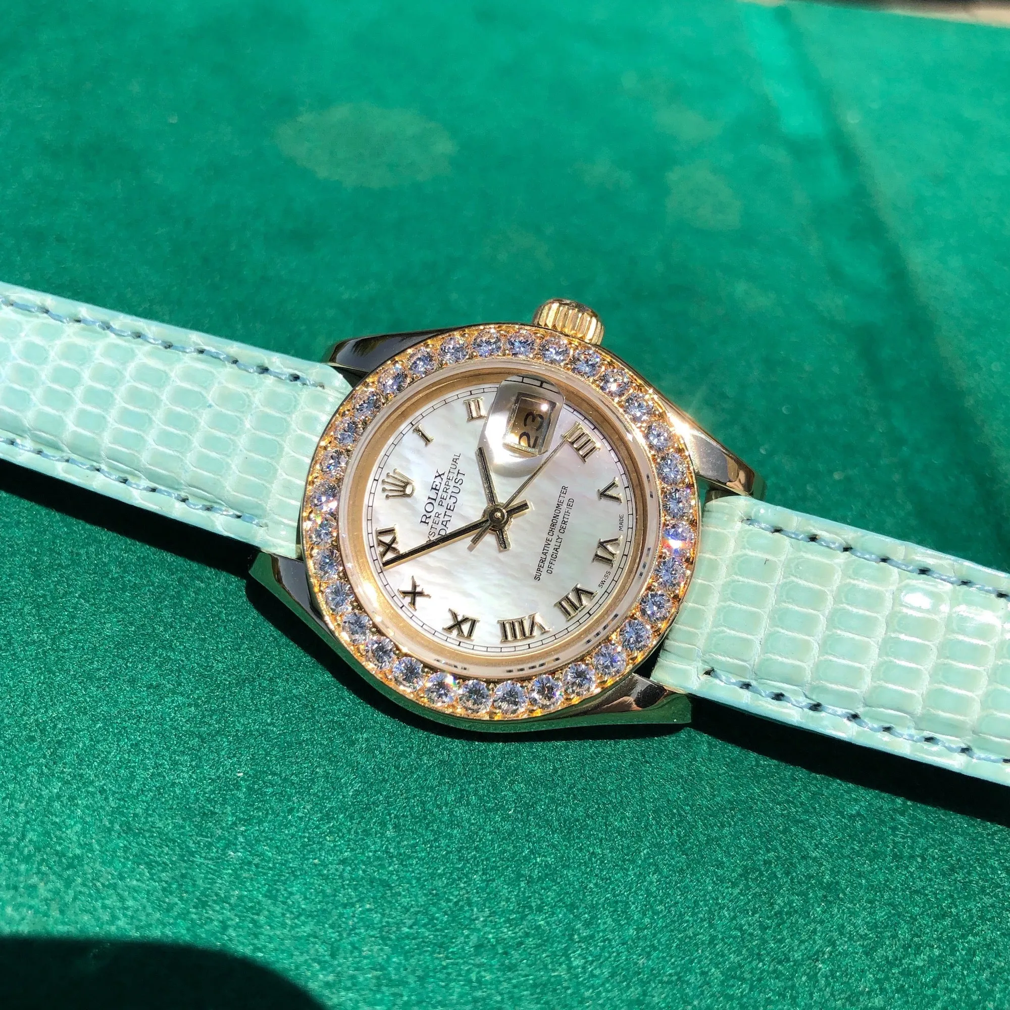 Rolex Pearlmaster Datejust Masterpiece 69298 MOP Diamond Bezel 18K Gold Box & Papers