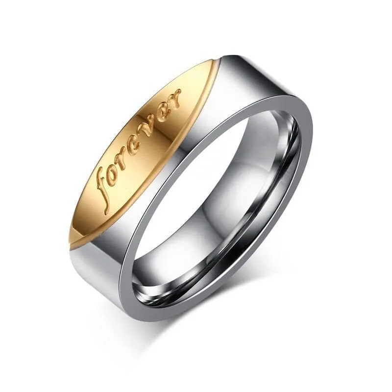 Romantic Two Tone Couple Wedding Band with Diamond