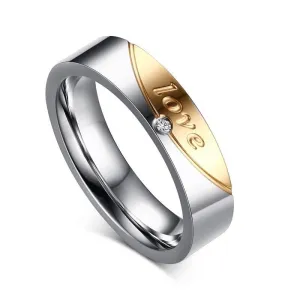 Romantic Two Tone Couple Wedding Band with Diamond