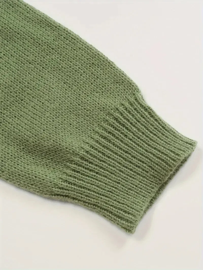 Rubí® | Green, airy long-sleeved sweater with a print