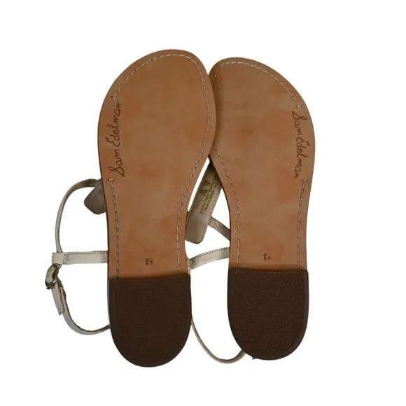Sam Edelman Womens 8.5 Gigi Signet  Leather Sandal in Modern Ivory NEW