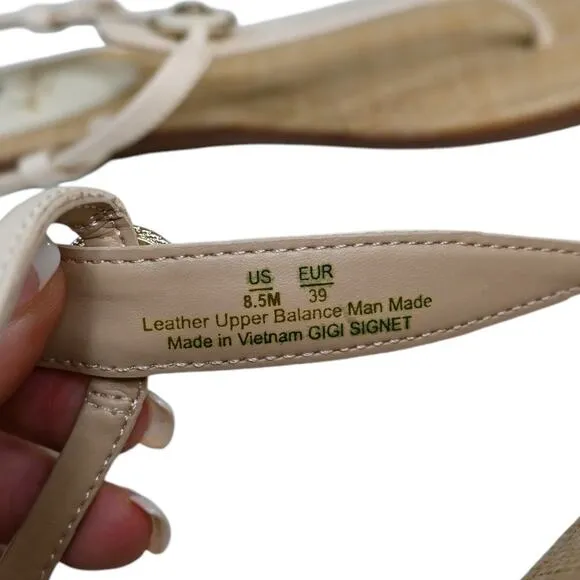 Sam Edelman Womens 8.5 Gigi Signet  Leather Sandal in Modern Ivory NEW