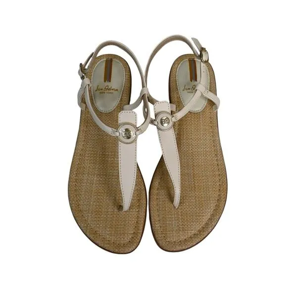 Sam Edelman Womens 8.5 Gigi Signet  Leather Sandal in Modern Ivory NEW