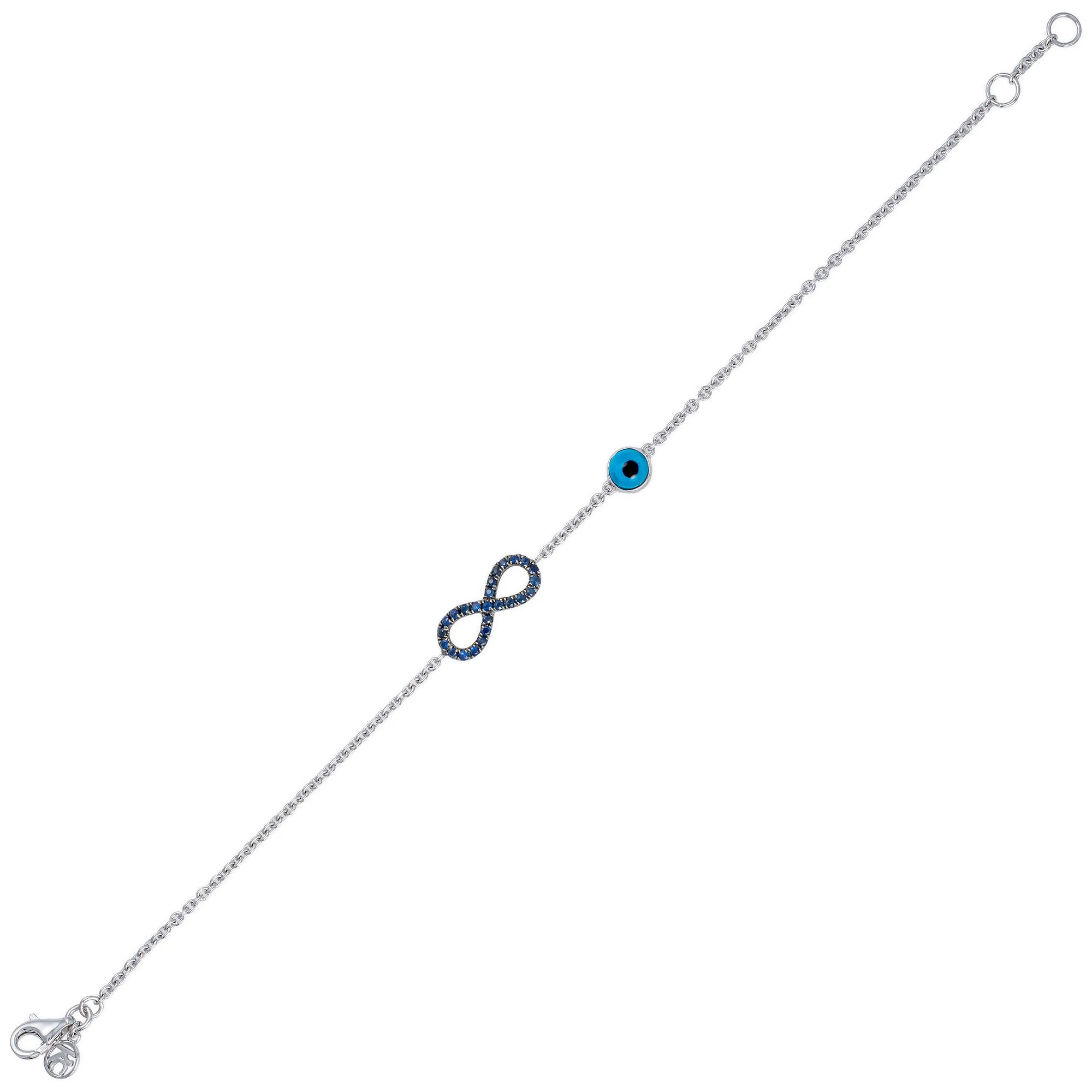 Sapphire Infinity & Turkish Eye Bracelet