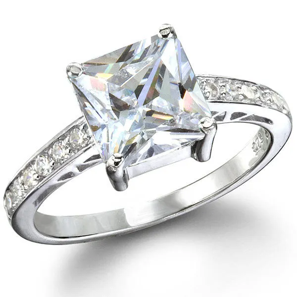Sarah Princess Cut Engagement Ring Wedding Women's Diamond Simulated 925 Platinum ep