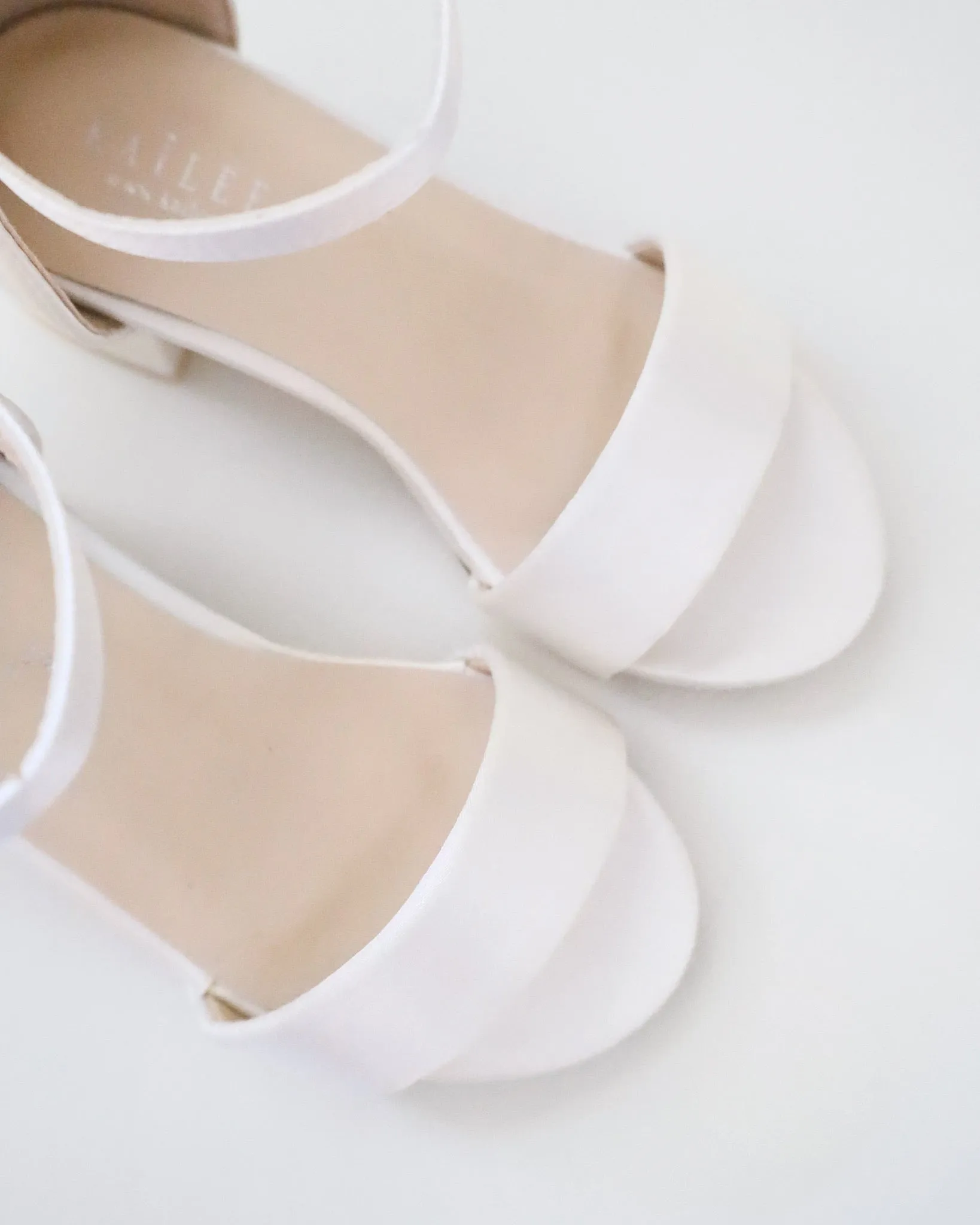 Satin Girls Block Heel Sandals with Ankle Strap