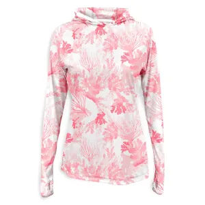 Scales Coral Tropics Womens Hooded Performance - White / Coral