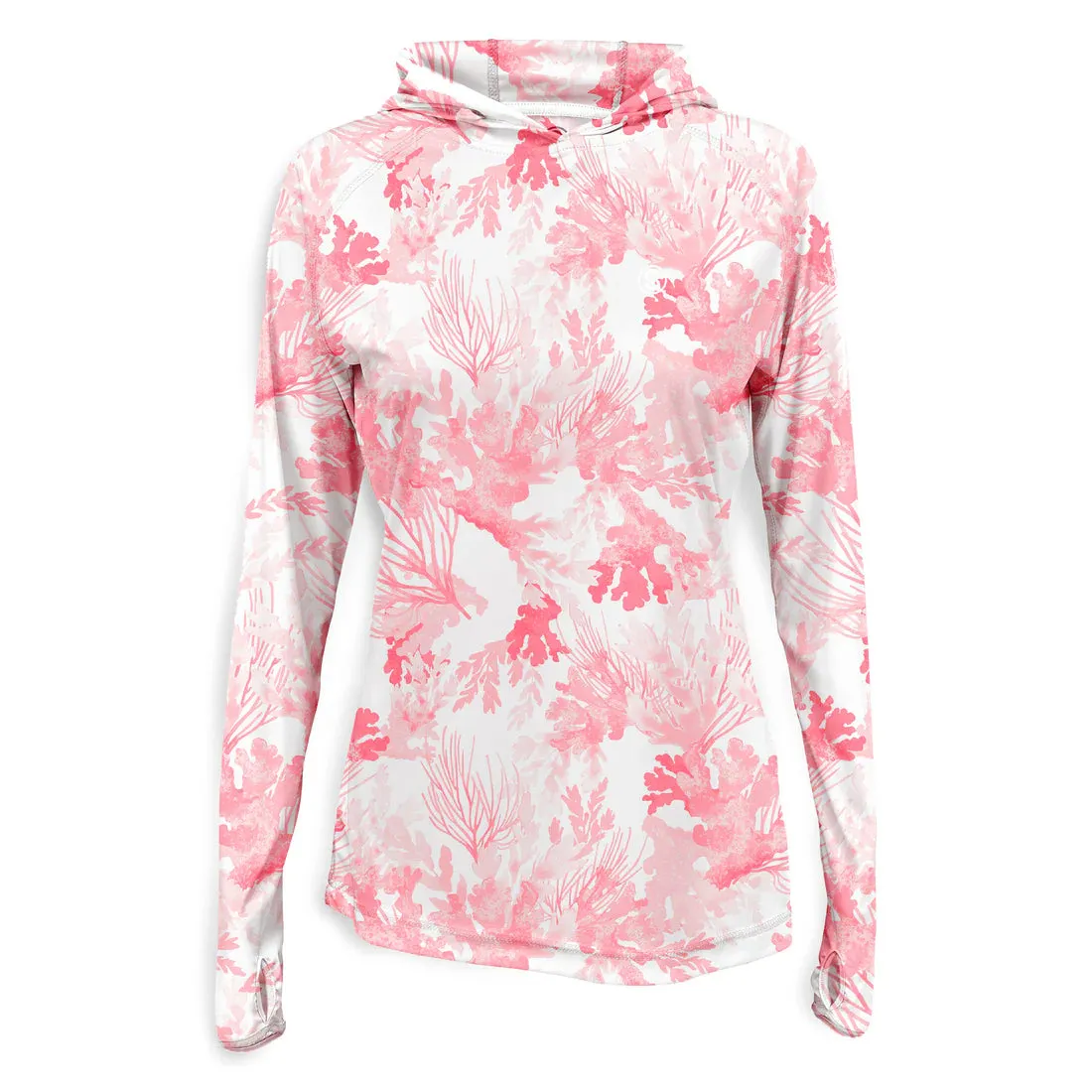 Scales Coral Tropics Womens Hooded Performance - White / Coral