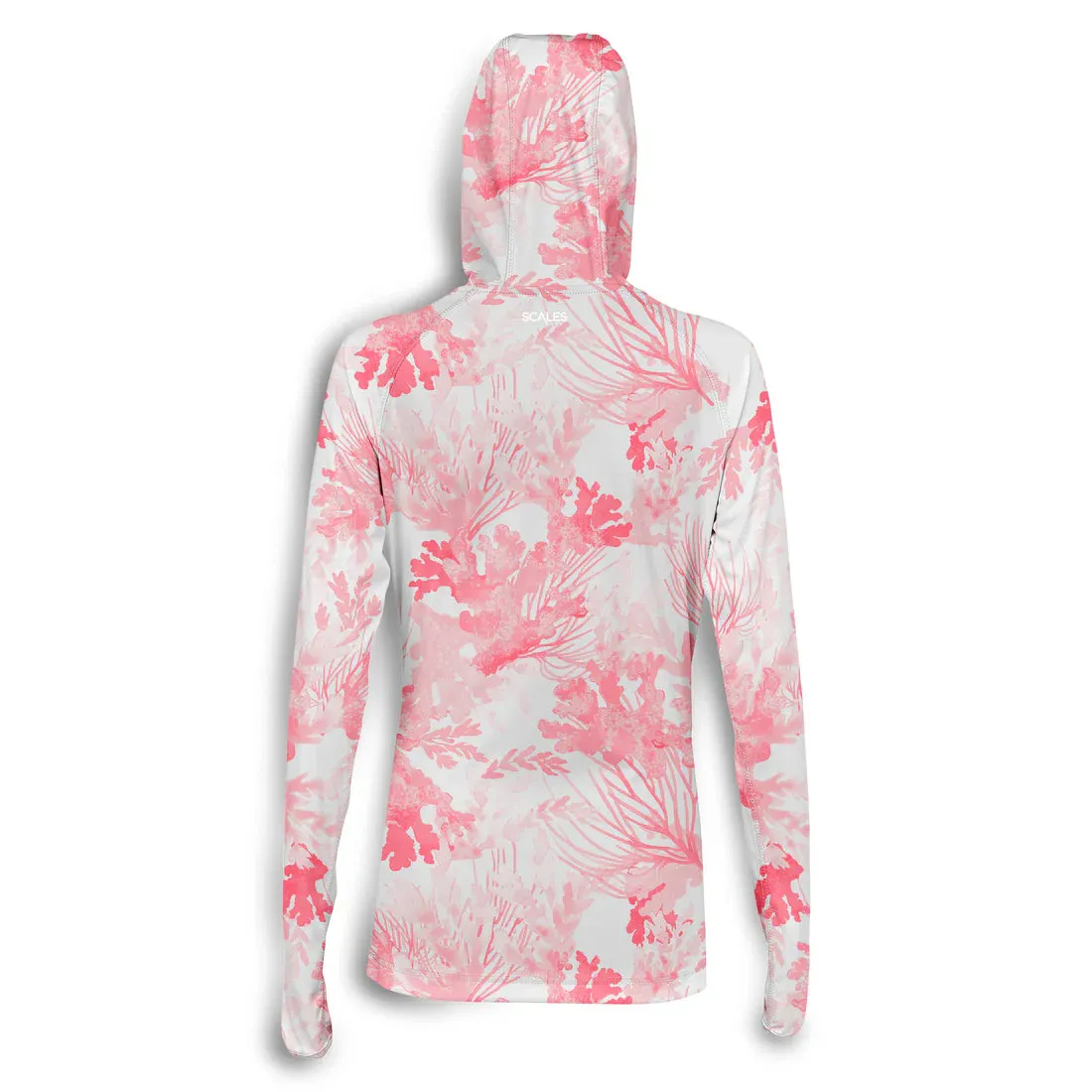 Scales Coral Tropics Womens Hooded Performance - White / Coral