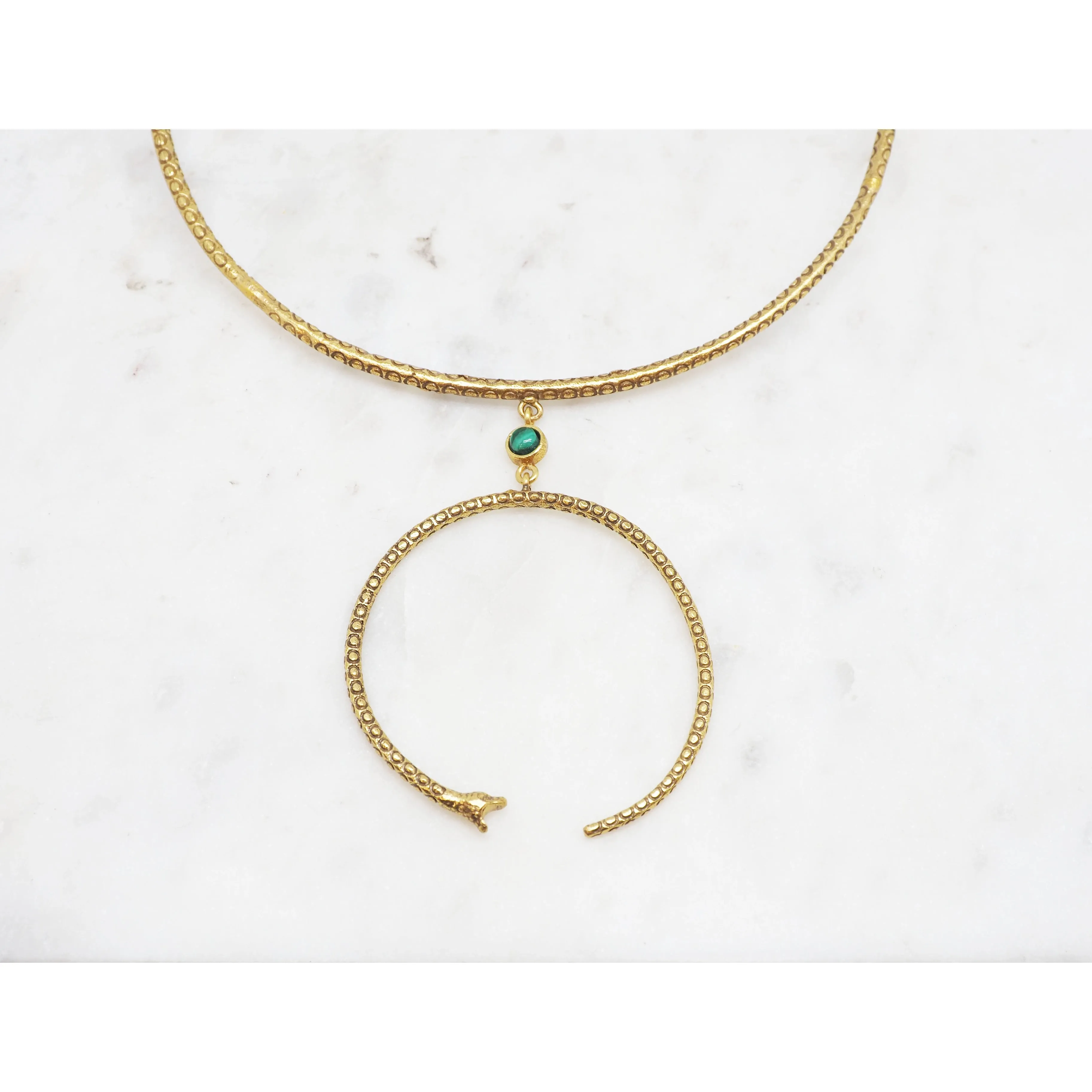 Semi-Precious Malachite Serpent Necklace