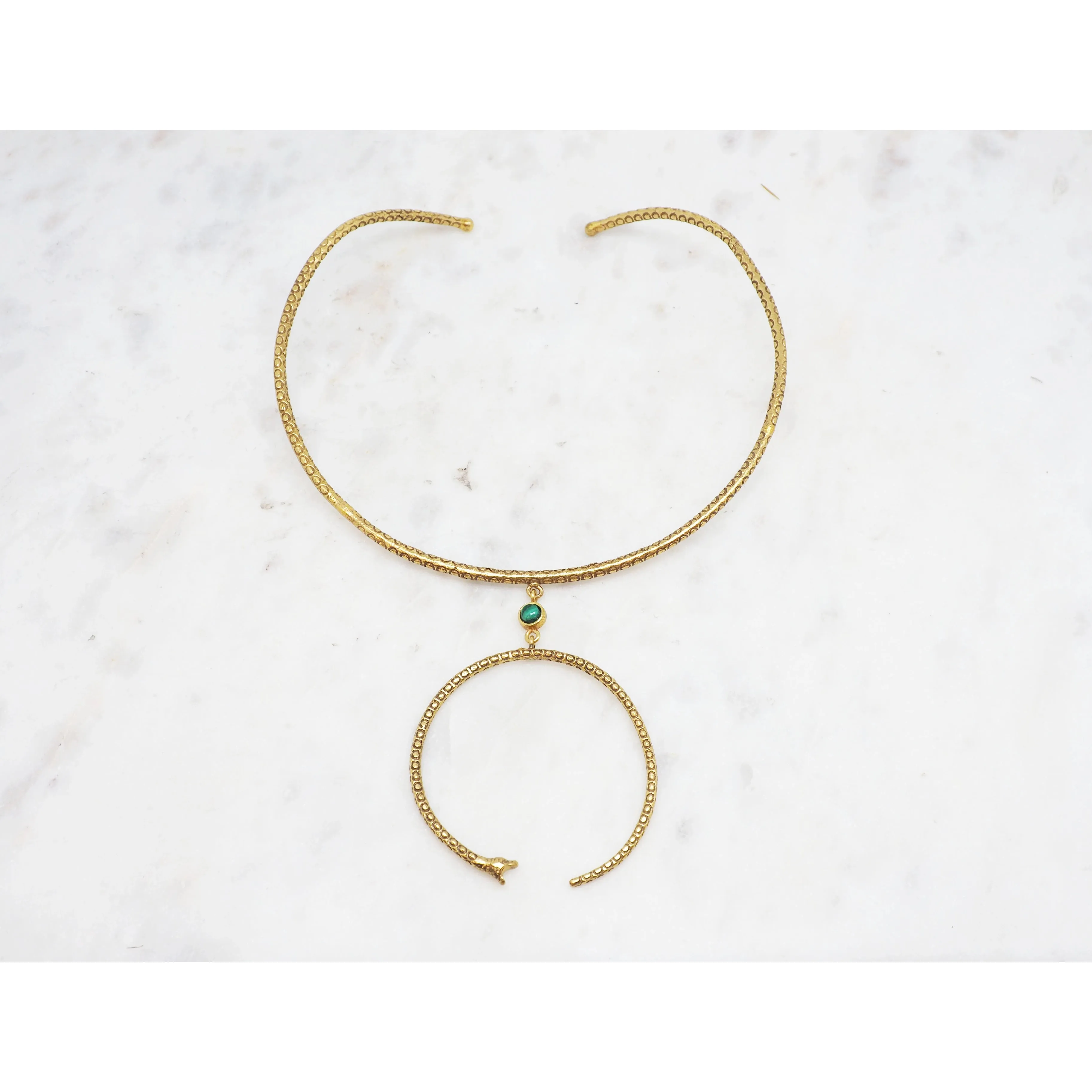 Semi-Precious Malachite Serpent Necklace