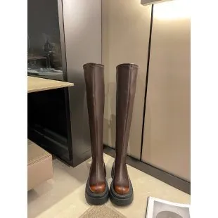 Sense of design~ Round head thick-soled versatile knight boots women's popular autumn and winter retro thick-heeled boots