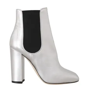 Silver Leather Heels Chelsea Boots