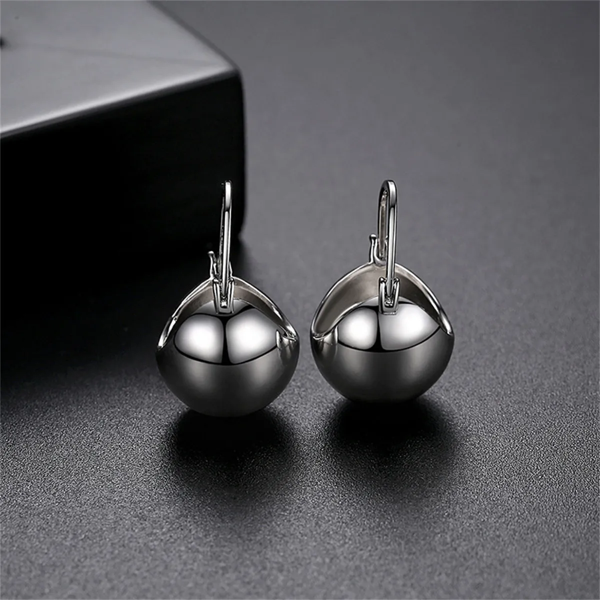Silver-Plated Ball Huggie Earrings