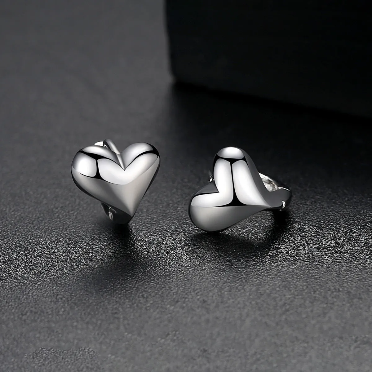 Silver-Plated Heart Huggie Earrings