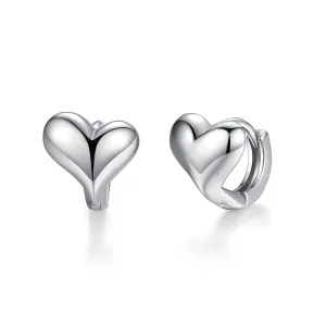 Silver-Plated Heart Huggie Earrings