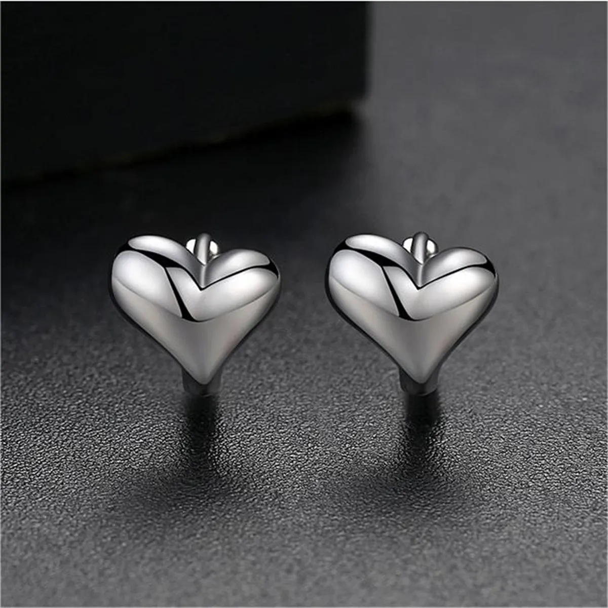 Silver-Plated Heart Huggie Earrings