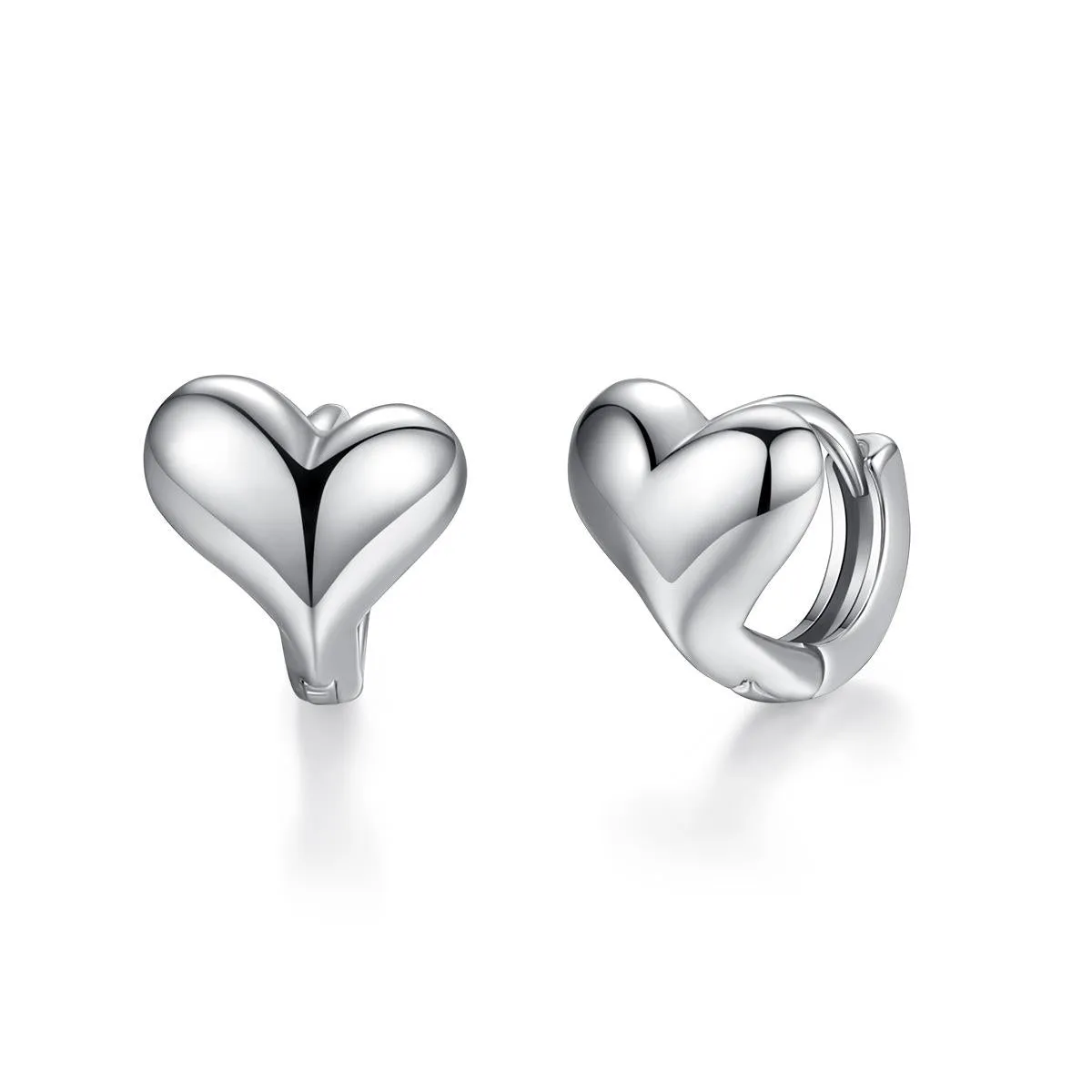 Silver-Plated Heart Huggie Earrings
