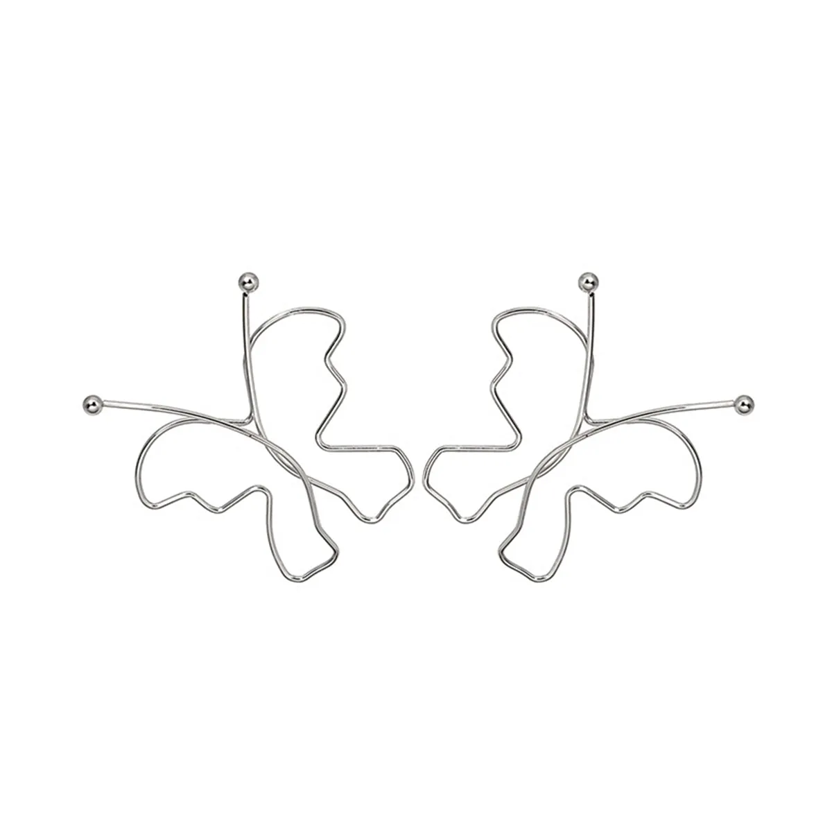 Silver-Plated Openwork Butterfly Stud Earrings