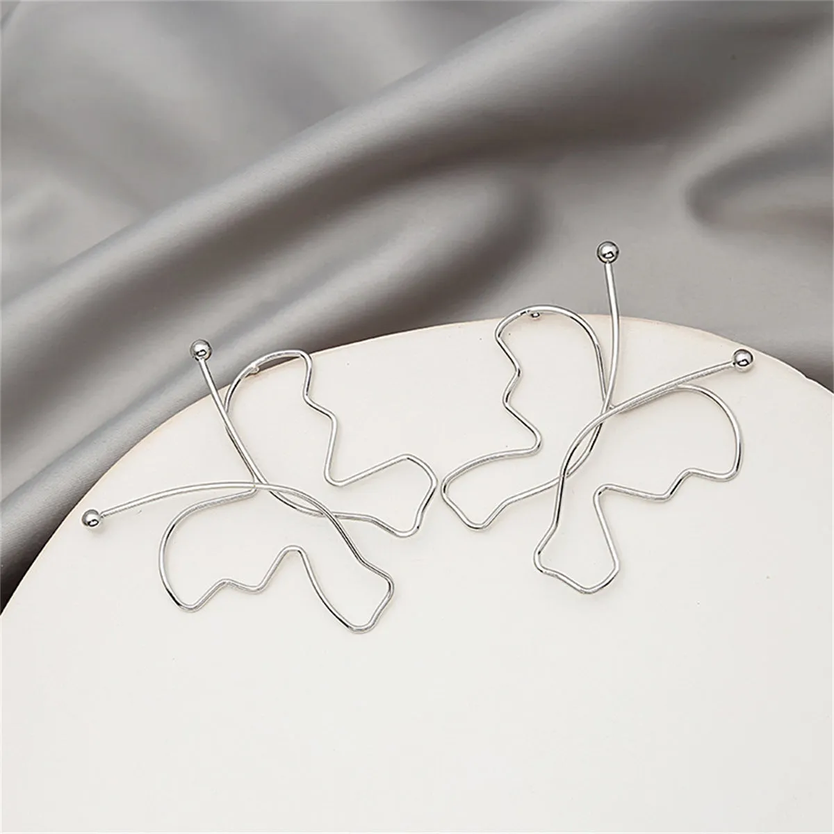Silver-Plated Openwork Butterfly Stud Earrings