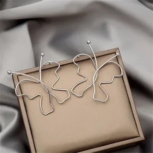 Silver-Plated Openwork Butterfly Stud Earrings