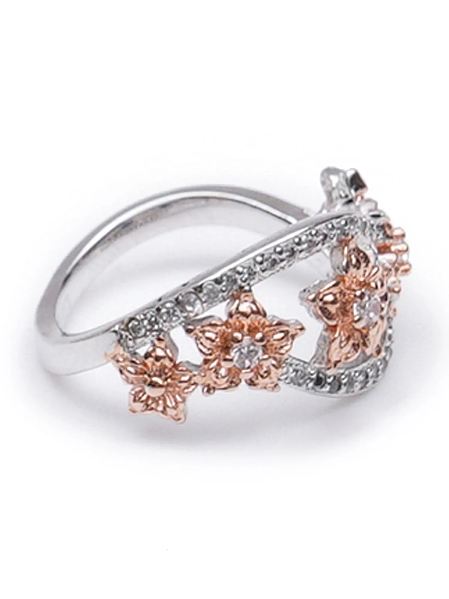 Silver Toned Floral Ring for Women