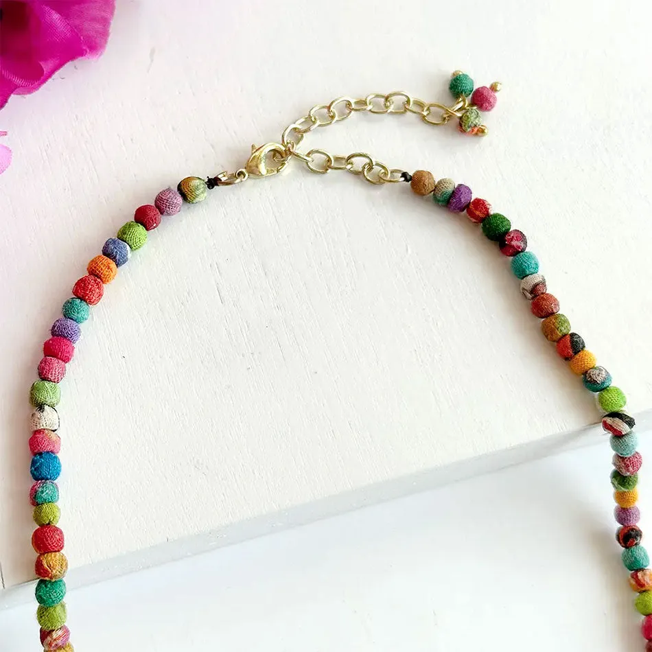 Simple and Classic Recycled Sari Necklace, India
