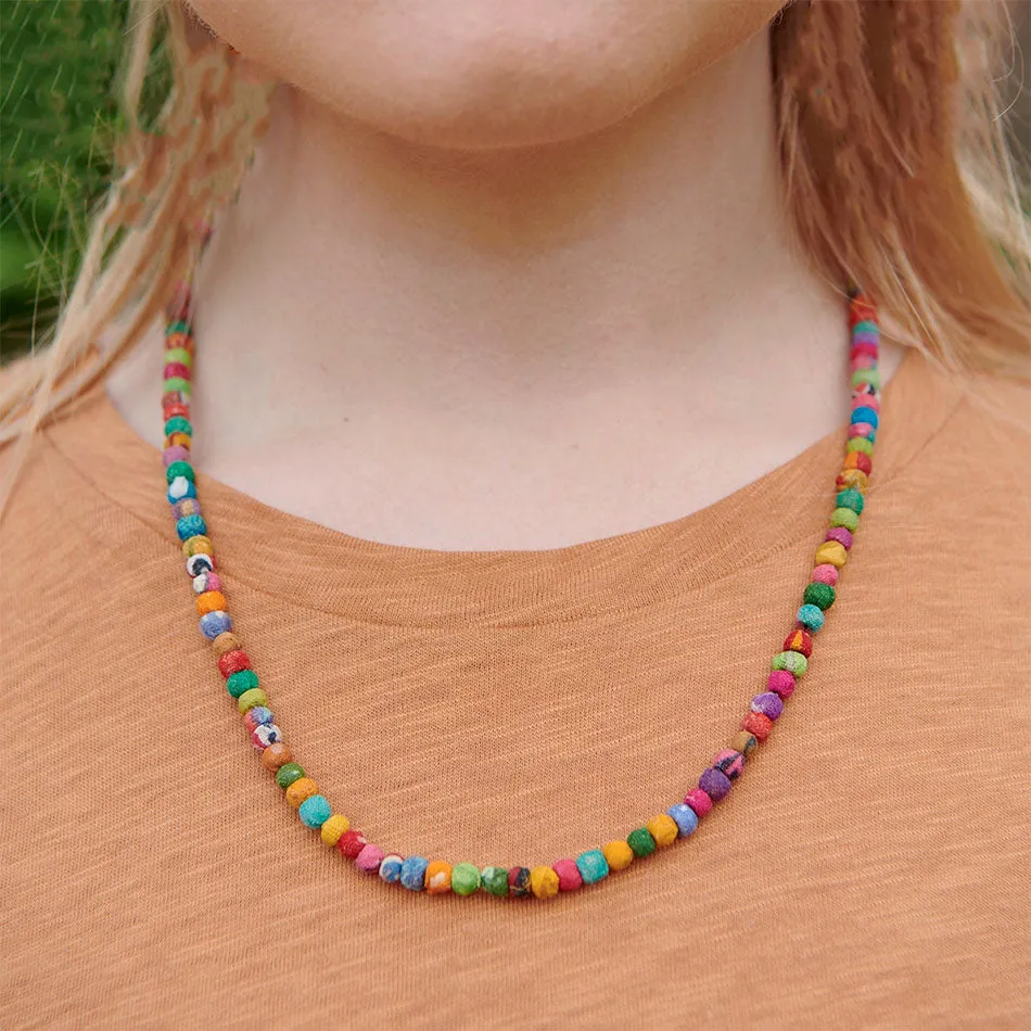 Simple and Classic Recycled Sari Necklace, India