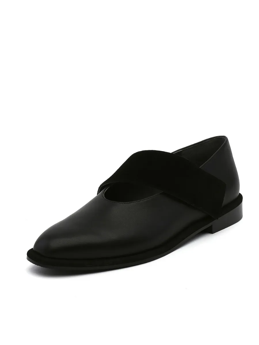 Simple As Comfort Leather Flat - Black