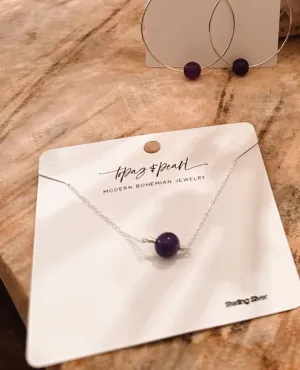 Simple Bead Necklace Orchid Purple