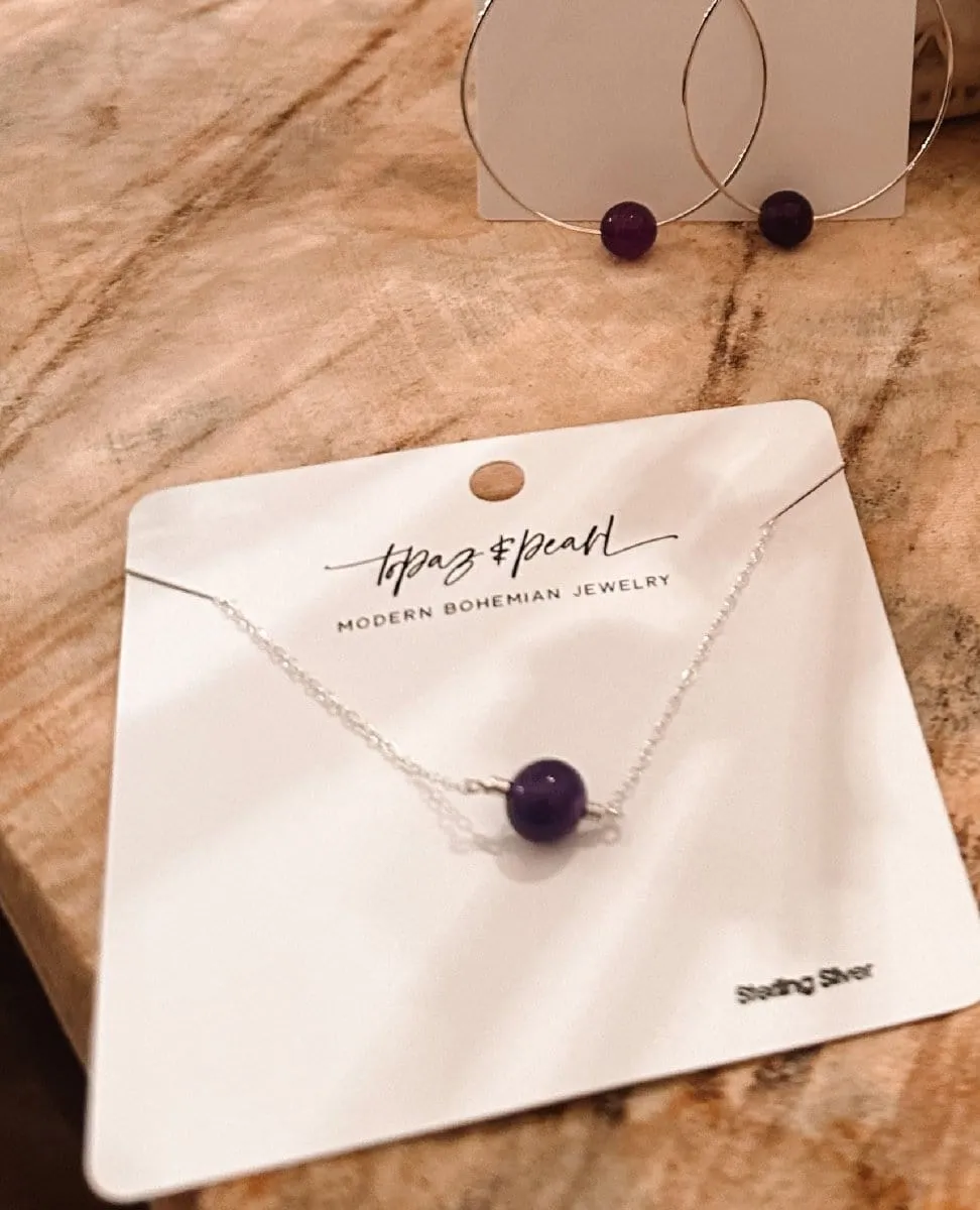 Simple Bead Necklace Orchid Purple