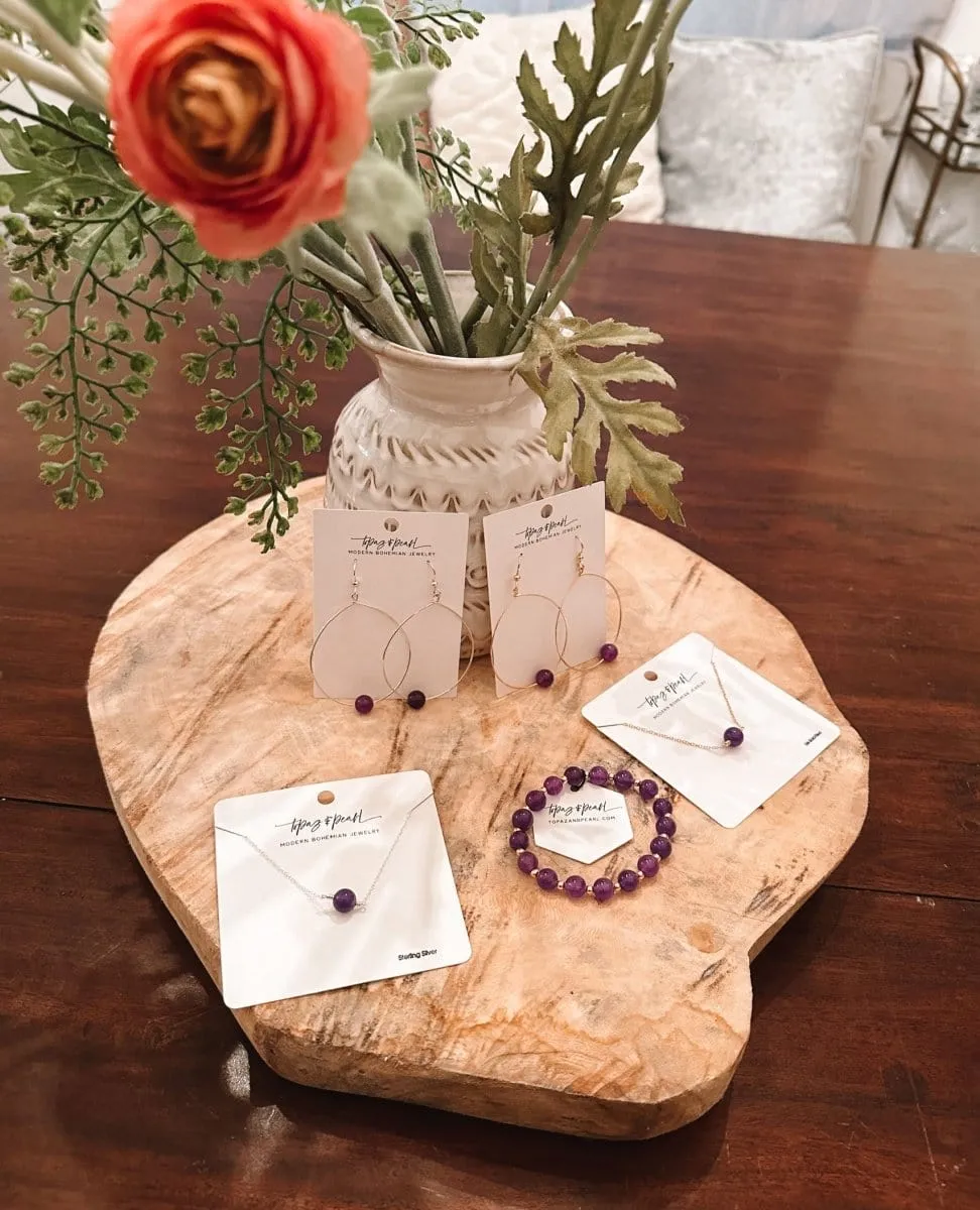 Simple Bead Necklace Orchid Purple