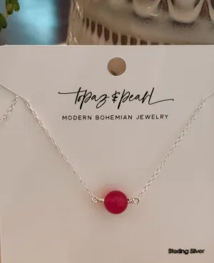 Simple Bead Necklace Punch Pink