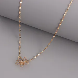 Simple Clavicle Chain Hollow Lotus Necklace Women