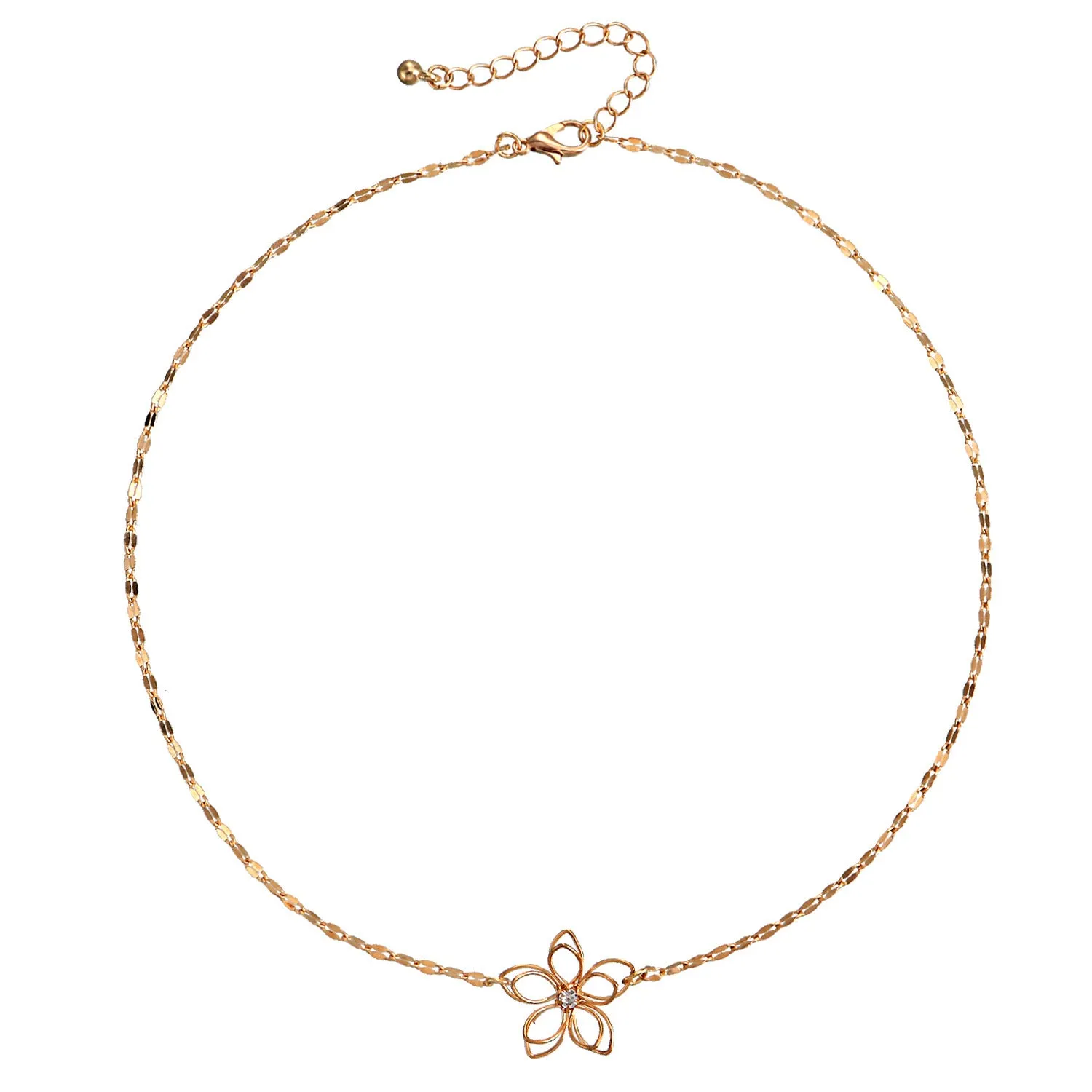 Simple Clavicle Chain Hollow Lotus Necklace Women