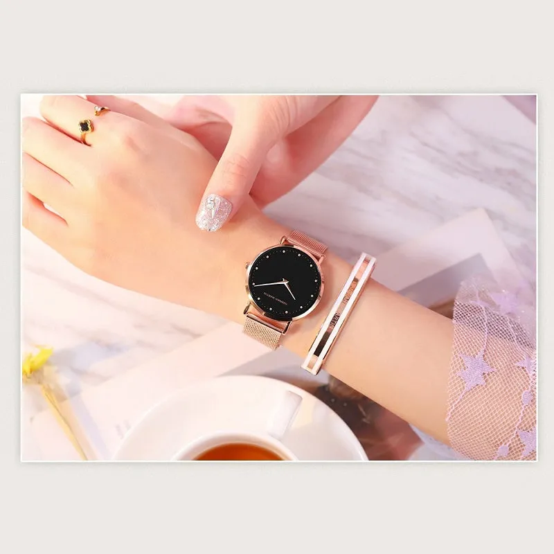 Simple Dial Mesh Strap Women's Watch