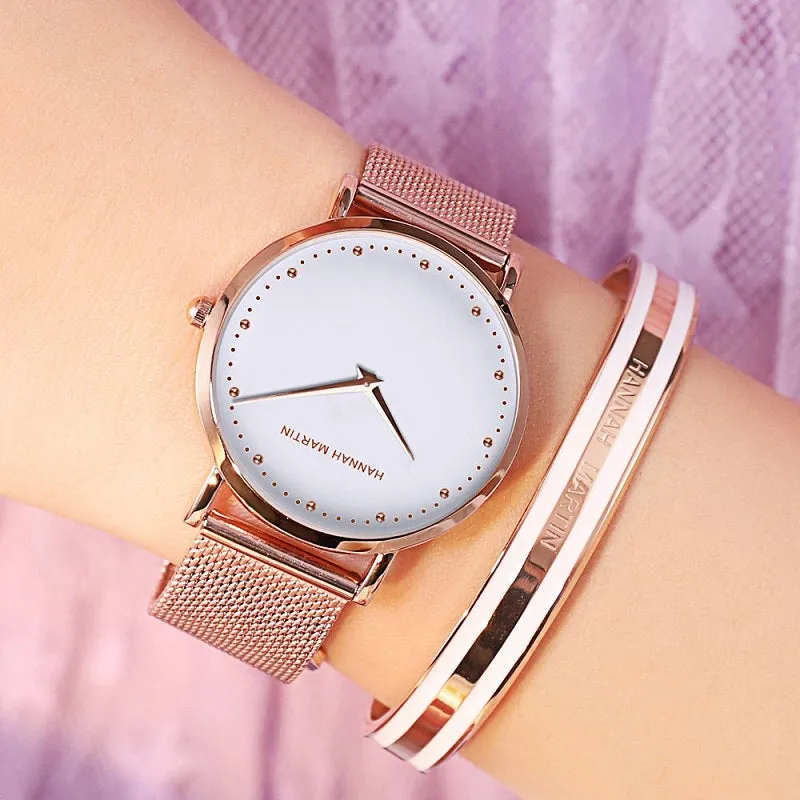 Simple Dial Mesh Strap Women's Watch