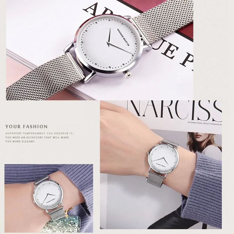 Simple Dial Mesh Strap Women's Watch