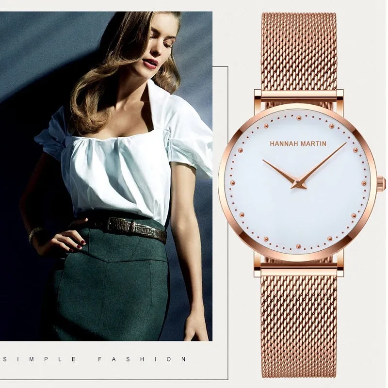 Simple Dial Mesh Strap Women's Watch