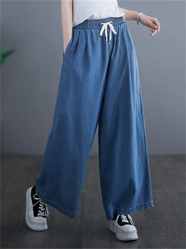 Simple Loose Spring Summer Blue Jeans for Ladies
