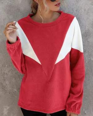 Simple V-Shaped Crew Neck Long Sleeve Sweater