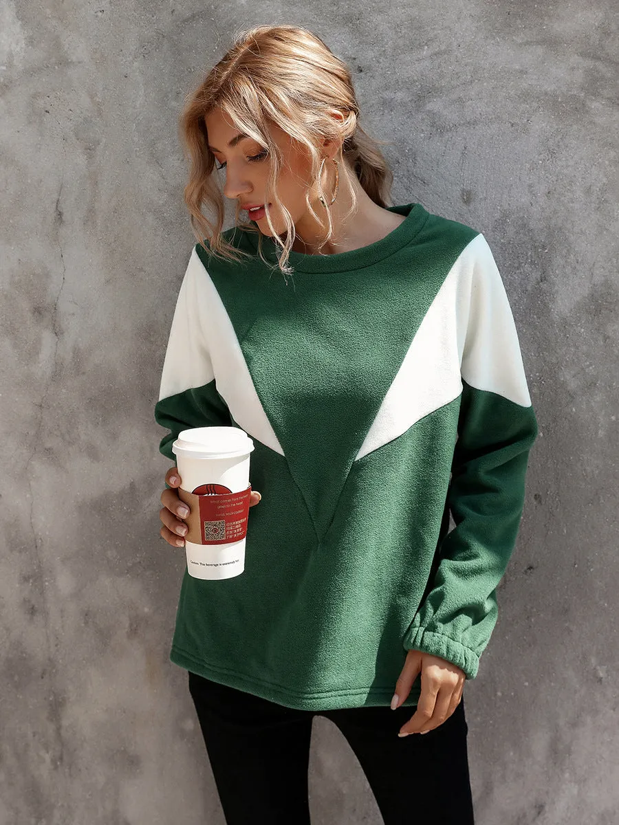 Simple V-Shaped Crew Neck Long Sleeve Sweater
