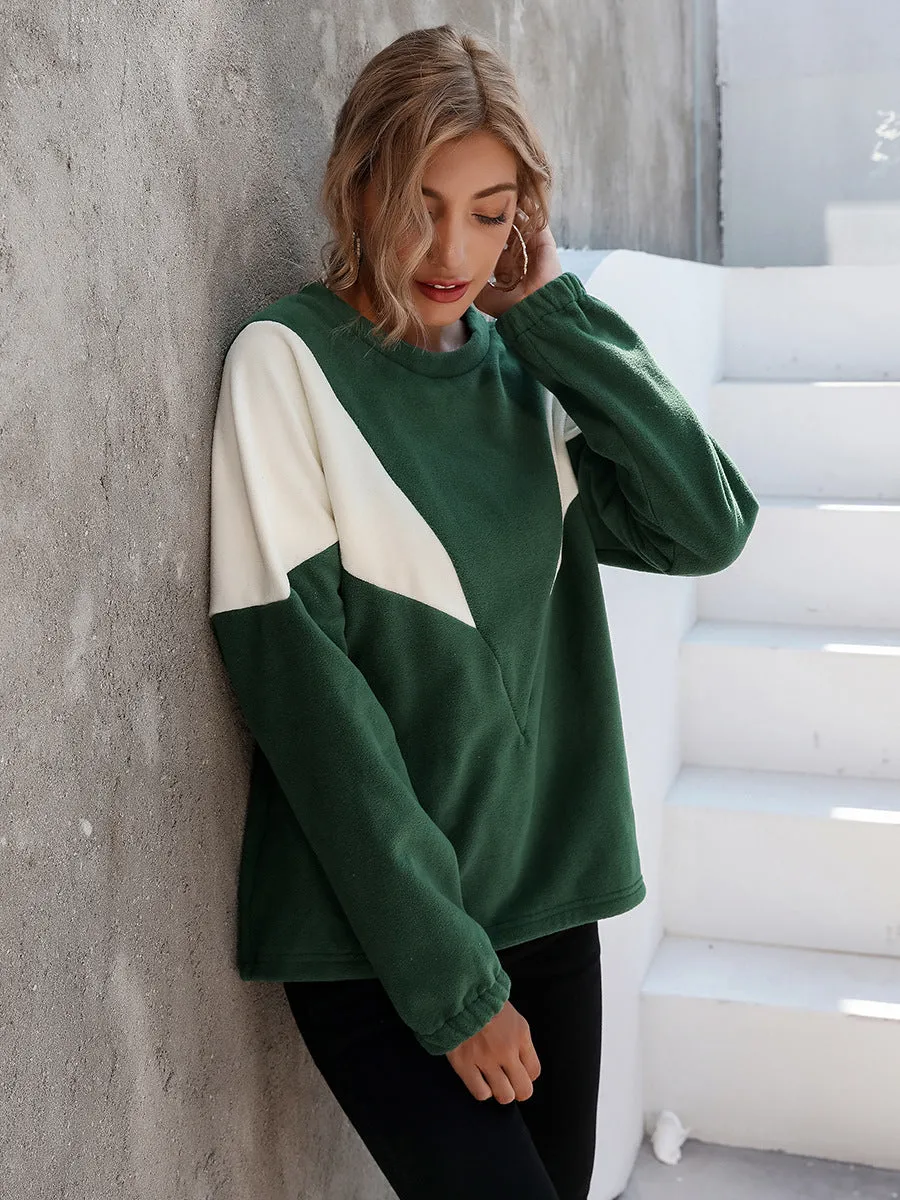 Simple V-Shaped Crew Neck Long Sleeve Sweater