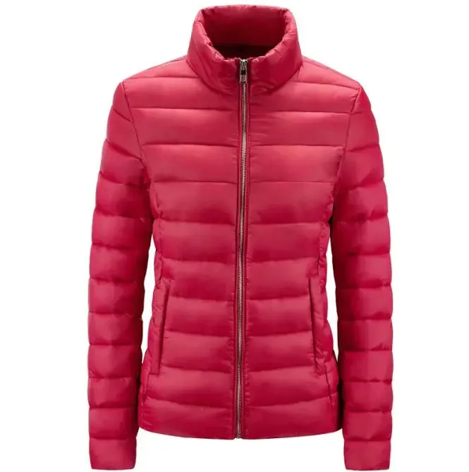 Simple Women's Stand-up Collar Puffer Jacket