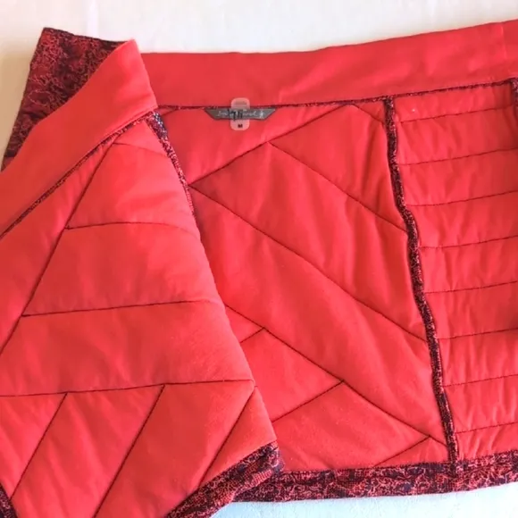 Smartwool Zip Front Puffer Mini Skirt Pink Snakeskin Print Women's Size M