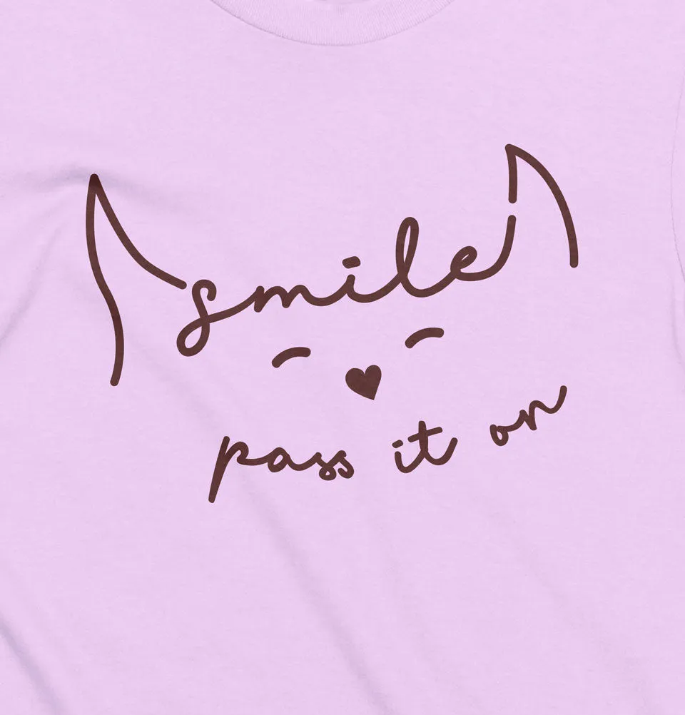 SMILE PASS IT ON Pink Women's Fitted T-shirt