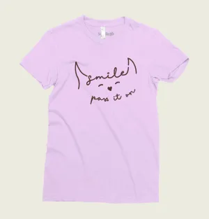 SMILE PASS IT ON Pink Women's Fitted T-shirt