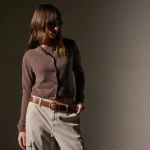 Soft Featherweight Cashmere Cardigan - Brown Stone